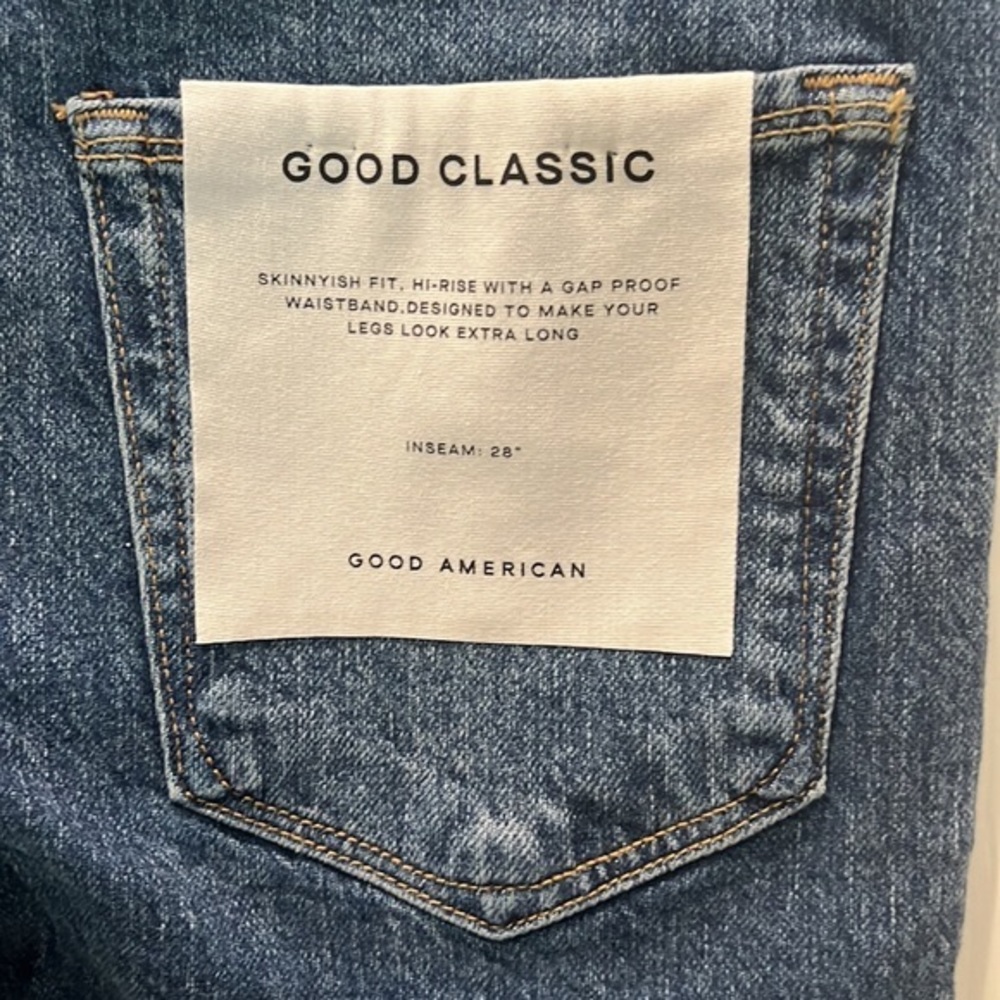 GOOD AMERICAN Good Classic High Rise Raw Ankle Jeans Blue940 Size 2 NWT - Picture 9 of 13